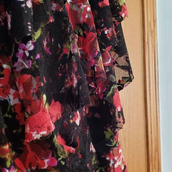 Beautiful Flouncy Tulle Layered Floral Blouse Sz S - Picture 4 of 8